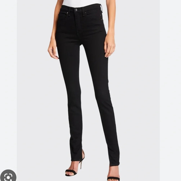 Veronica Beard Denim - Veronica Beard kate skinny high rise black raven jeans inner slit sz 26/2 #243.